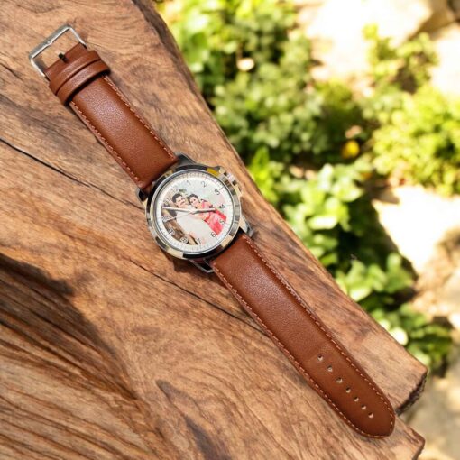 Brown Strap Photo Printed  Watch