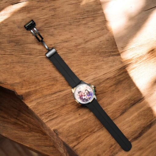 Black Strap Magnetic Photo Printed  Watch Unisex